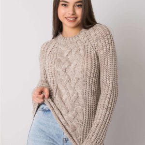 Wholesale Light beige sweater with braids Belfast RUE PARIS