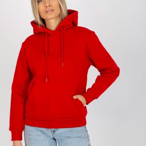 Wholesale Red basic sweatshirt with hood RUE PARIS