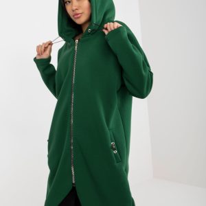 Wholesale Dark Green Basic Hoodie Tina RUE PARIS