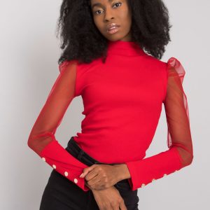 Wholesale Red blouse for women with turtleneck Donnah RUE PARIS