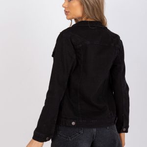 Wholesale Black denim jacket with button closure RUE PARIS