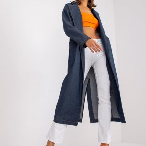 Wholesale Dark blue long denim coat Kaya RUE PARIS