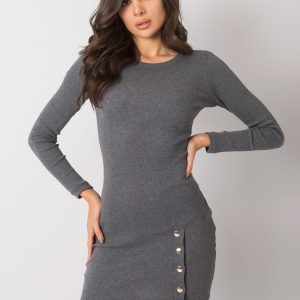 Wholesale Dark grey melange fitted dress Aneeka RUE PARIS