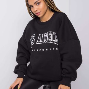 Wholesale Black sweatshirt with print Amara RUE PARIS