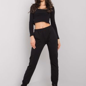 Wholesale Cindy RUE PARIS black sweatpants with buttons