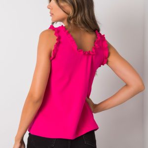 Wholesale Fuchsia top with frills Sarai RUE PARIS