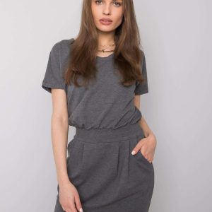 Wholesale Dark grey melange casual dress Aimee RUE PARIS