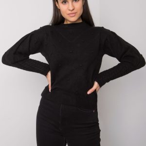 Wholesale Black sweater with decorative sleeves Salamanca RUE PARIS