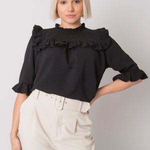 Wholesale Black blouse with frills Limassol RUE PARIS