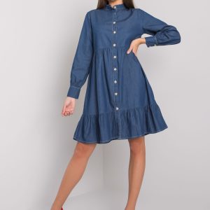 Wholesale Dark blue dress with ruffle Sophia RUE PARIS