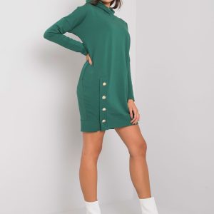 Wholesale Dark green sweatshirt dress with hood Preston RUE PARIS