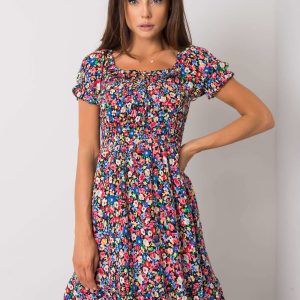 Wholesale Black and pink dress with prints Luigina RUE PARIS