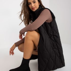 Wholesale Black quilted women's vest with pockets RUE PARIS