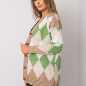 Wholesale Dark beige green button-up sweater Arden RUE PARIS