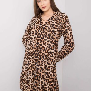 Wholesale Brown and black spotted dress Debora RUE PARIS