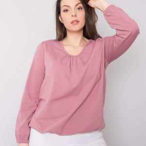 Wholesale Hailey Dirty Pink Plus Size Long Sleeve Blouse