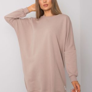 Wholesale Dark beige long sleeve sweatshirt dress Odile RUE PARIS