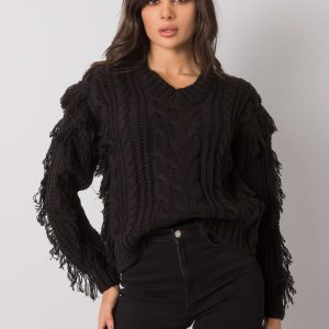 Wholesale Black sweater with braids Oregon RUE PARIS