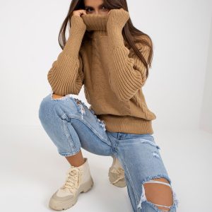 Wholesale Camel warm turtleneck sweater RUE PARIS