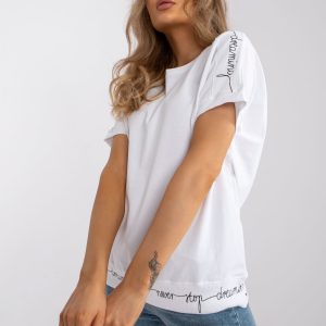 Wholesale White casual blouse with inscriptions